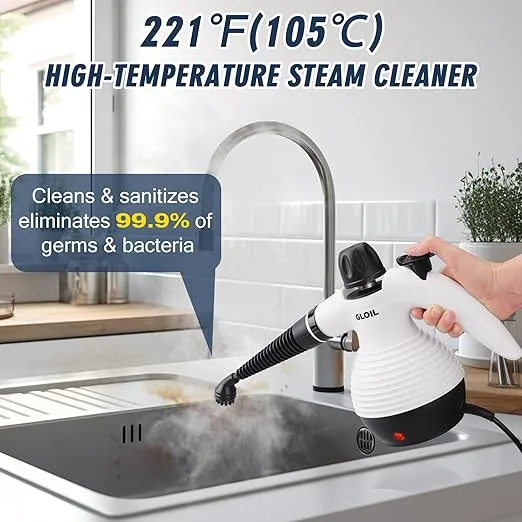 Handheld Steam Cleaner, Steamer for Cleaning, Multipurpose Portable Steam Cleaners for Home Use with Safety Lock and 10 Accessory Kit to Remove Grime, Grease, and More, Save Time and Effort