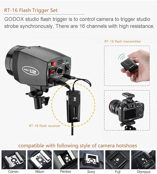 Godox Professional Studio Strobe Lights Kit for Photography, Strobe Softbox Lighting Kit, 2x180W 5600K Compact Monolights with Flash Trigger, Softbox, Light Stands