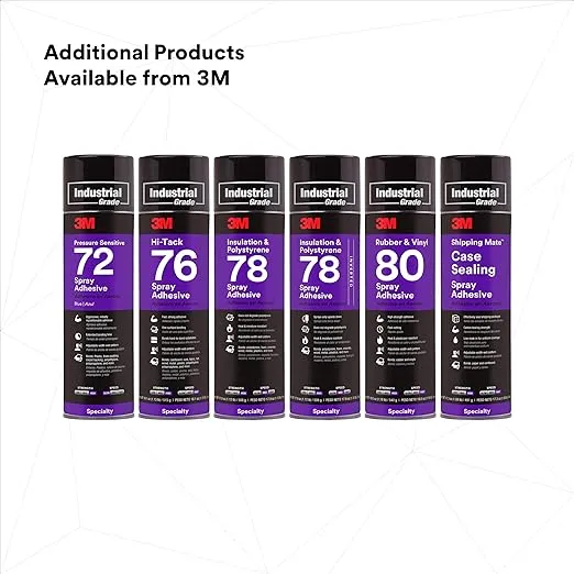3M 80 Yellow Rubber and Vinyl Spray Adhesive, 24 Fluid + M69 Ounce Aerosol, Net weight 19 Ounce