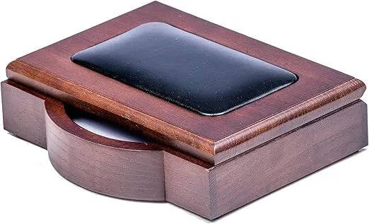 Dacasso A8409 4 x 6 Desktop Memo Holder, Wood & Leather, Walnut