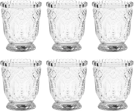 Koyal Wholesale Vintage Glass Candle Holder (Pack of 6), 3 x 2.75