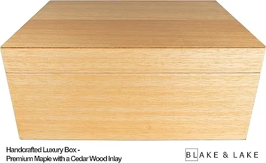 Wooden Keepsake Box with Lid - Blonde Catchall Wood Storage Box - Treasure and Gift Box for Home - Decorative Boxes with hinged lid - Large Oak Boxes (White Oak)