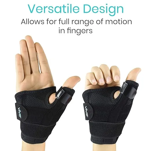 Vive Thumb & Wrist Brace for Right or Left Hand - Spica Splint Brace for Carpal Tunnel, Tendonitis, & Arthritis in Hands or Fingers - Compression Support for Women Men - Stabilizer Relief for Bowling