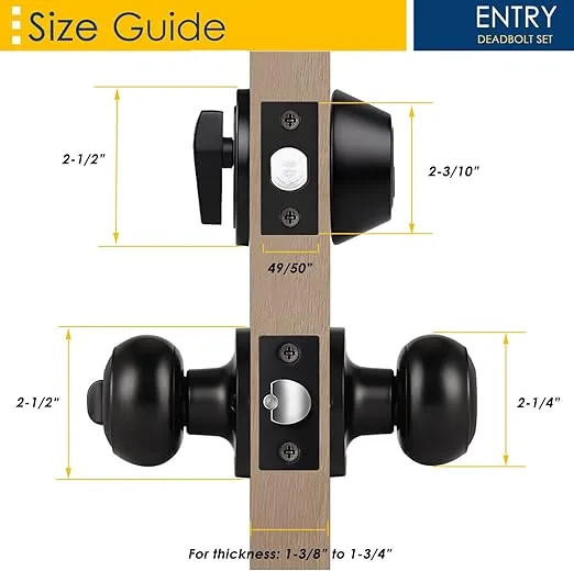 home improvement direct 3 Pack Keyed Alike Entry Door Knobs and Single Cylinder Deadbolt Lock Combo Set Security for Entrance and Front Door with Classic Matte Black Finish
