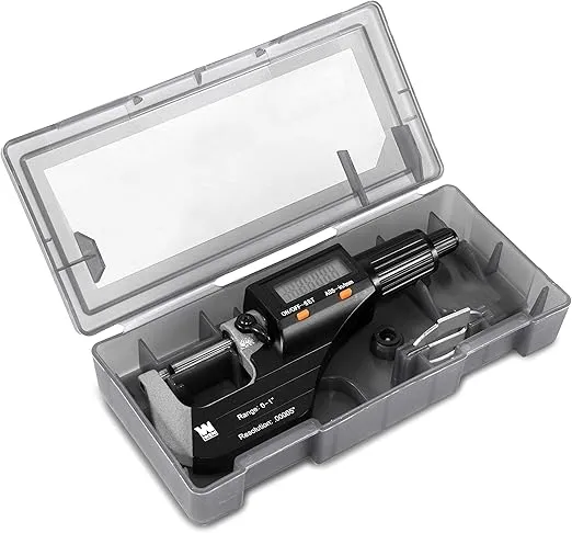 WEN 10725 Standard and Metric Digital Micrometer with 0 to 1-Inch Range, .00005-Inch Accuracy, LCD Readout and Storage Case