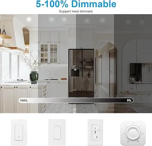 Recessed Lighting 6 Inch 12 Pack LED Ceiling Light Fixture 12W 2700K/3000K/3500K/4000K/5000K Dimmable Can Lights with Junction Box for Home Kitchen Bedroom Livingroom