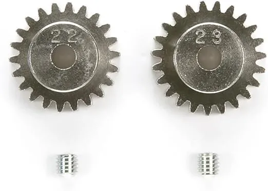 TAMIYA 300050357 Aluminium Motor Pinion 22/23 Z M0, 6/48DP