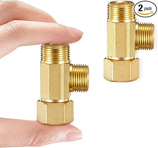 Water Line Adapter Splitter Tee Valve - Fridge Ice Maker Dishwasher Toilet Supply Line Connector with 3/8 T Compression Fittings(3/8"-3/8"-3/8", 2PCS)