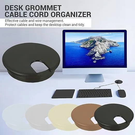 2 Pack Rok Hardware 3" (76mm) Black Round Computer Desk Table Port Wire Cable Cord Organizer Hole Cover Grommet, ROKRG3BLK