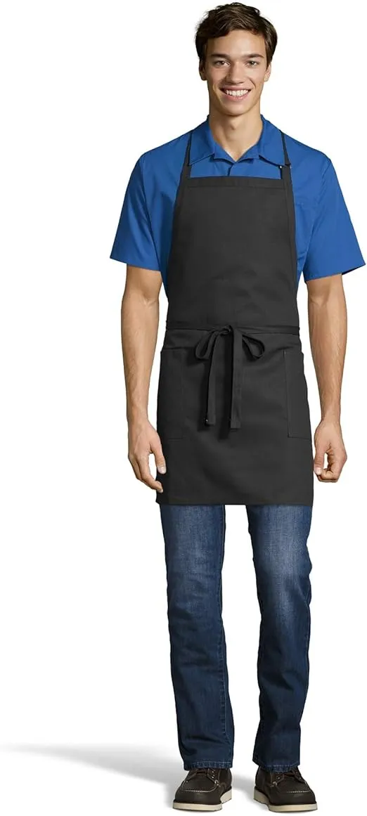 Uncommon Threads Bib Aprons with Pockets for Work + Restaurant Uniform