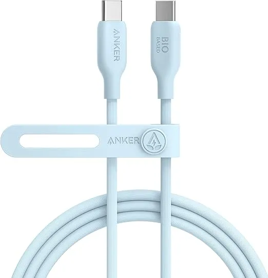 Anker 543 USB C to USB C Cable(240W,6FT),Bio-Based Charging Cable for iPhone 16/15 Series,MacBook Pro 2020, iPad Air 4 and More(USB 2.0,Misty Blue)