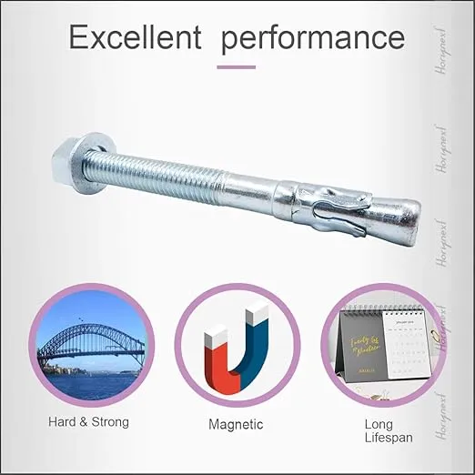 3/4" x 7" Wedge Anchor, for Cement and Concrete only, zinc-Plated Carbon Steel Screws and lag Bolts ( 10 pcs