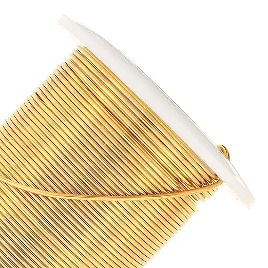 The Beadsmith Wire Elements 20-Gauge Lacquered Tarnish-Resistant Copper Wire for Jewelry Making, 15 Yard, 13.72 Meter Spool (Brass Color)