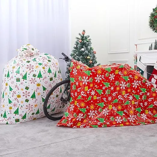 JOYIN 2 PCs Jumbo present Bags 60” x 72” with Gift Tags for Heavy Duty Large Gifts Bags, Holiday Presents Bicycle, Christmas Season Gift Decorations, present Giving.