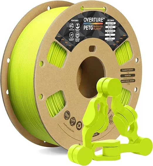 OVERTURE PETG Filament 1.75mm, 3D Printer Filament, 1kg Spool (2.2lbs), Dimensional Accuracy (99%) +/- 0.02 mm, Fit Most FDM Printers (Grass Green)