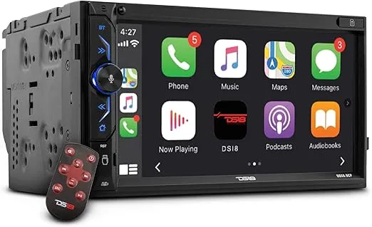 DS18 DDX6.9CP 6.9" Car Stereo Touchscreen Mechless Double-Din Headunit with Apple Car Play & Bluetooth, Mirror Link Android - Digital Multimedia AUX/USB/MP3/ AM/FM Radio Receiver with Remote Control