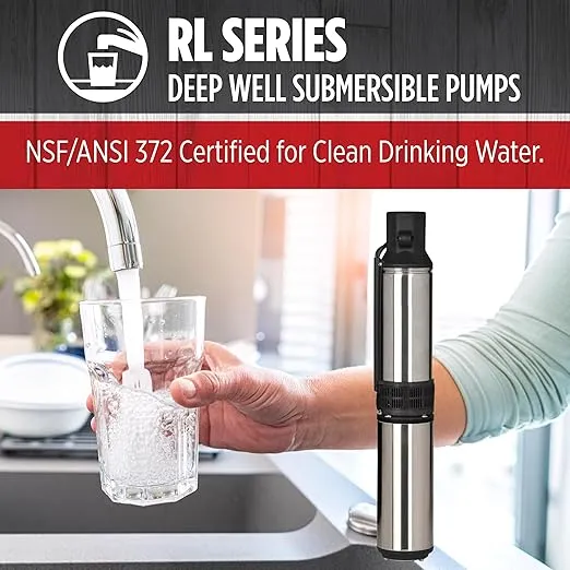 Red Lion RL12G15-3W2V 4-inch Submersible Deep Well Pump, 1-1/2-HP, 12 GPM, 3-Wire, 230-Volt, Steel, 14942408