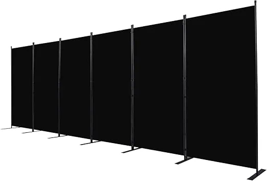 Room Divider, 6 Panel Folding Privacy Screens with Wider Support Feet, 6 Ft Portable Room Partition for Room Separator, 204" W X 71" H, Black