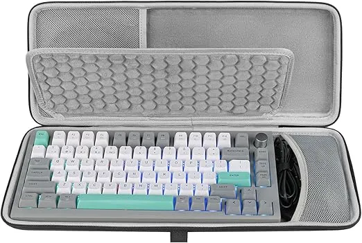 Geekria 75% Keyboard Case, Hard Shell Travel Carrying Case for 84-Key Portable Keyboard, Compatible with Keychron K2 Version 2/ K2/ Q1/ V1, ASUS ROG Azoth 75%, Aula F75 Pro, Redragon K673 PRO