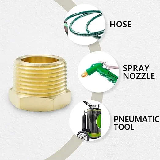 2 Pcs 3/4" to 1/2" Female & Male NPT Thread Brass Hex Bushing Connector for Pipe Connecting Conversion