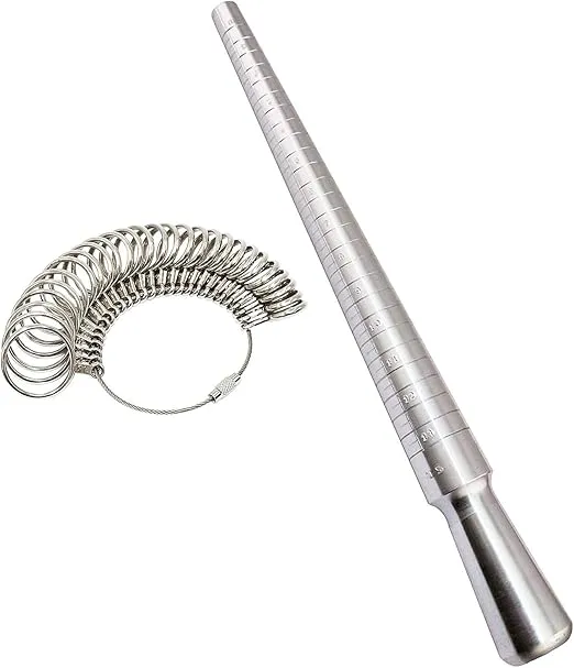 PHYHOO Rould Ring Mandrel Metal Ring Sizer Gauge Set with Jewelers Rubber Mallet Hammer Ring Measurement Tool Finger Sizing Size Measuring US Sizes 0-13 Steel Jewelry Making Tools