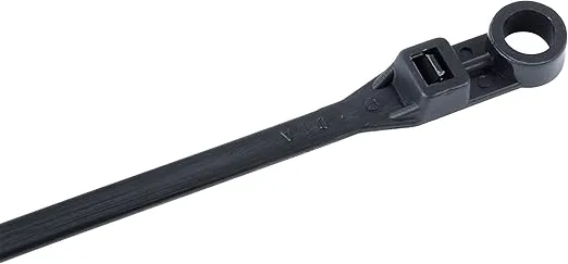 Gardner Bender 48-308UVB Mounting Cable Tie, 8 inch, 50 lb, Electrical Wire and Cord Management, Nylon Zip Tie, 100 Pk, UV Resistant Black