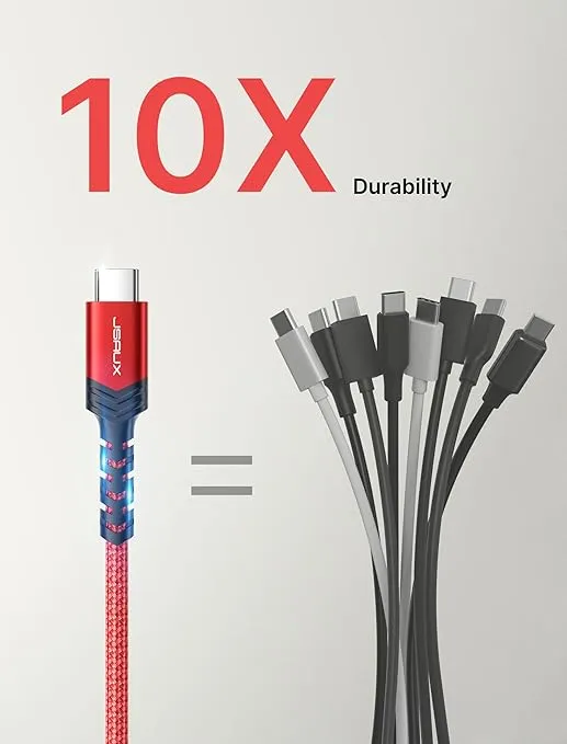 JSAUX USB C Cable [2-Pack 6.6ft], USB A to USB Cord 3.1A Fast Charging Compatible with iPhone 16/16 Plus/16 Pro/16 Pro Max/iPhone 15 Series, Samsung Galaxy S20 S10 S9, Note 20 10, Car Play, LG - Red