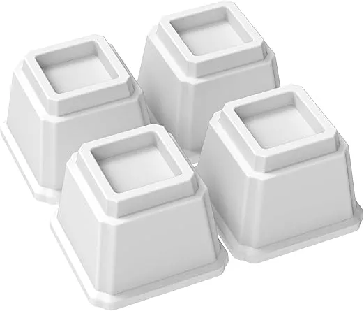 Bed Risers 4 Inch Heavy Duty 4 Pack Bed Furniture Elevators, 1,500 lbs Lifts Up Riser for Sofa and Table, White