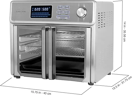 Kalorik MAXX® Digital Air Fryer Oven, 26 Quart, 10-in-1 Countertop Toaster Oven & Air Fryer Combo-21 Presets up to 500 degrees, Includes 9 Accessories & Cookbook