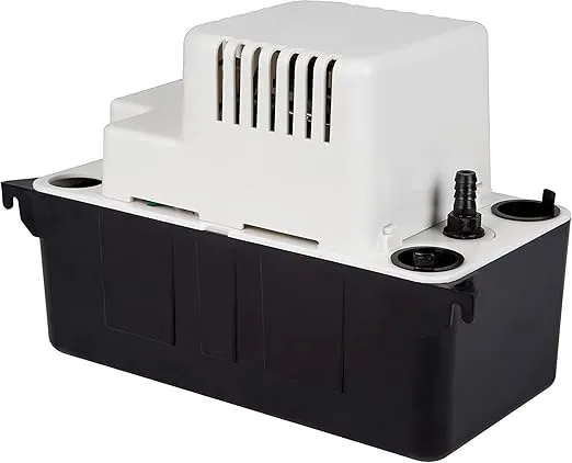 Little Giant VCMA-20ULST 115 Volt, 80 GPH, 1/30 HP Automatic Condensate Removal Pump with Safety Switch and Tubing, White/Black, 554435