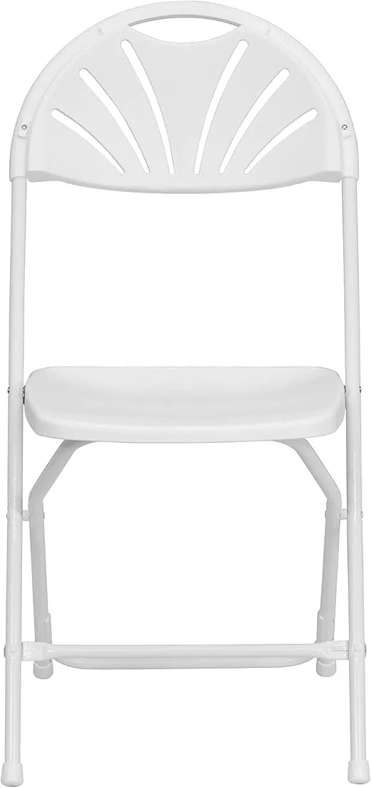 Flash Furniture Hercules Series Plastic Folding Chairs with Carrying Handle, Lightweight Commercial Event Seats 650-lb. Static Weight Capacity, Set of 8, White