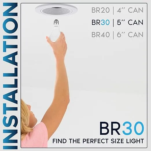 LUXRITE 12-Pack BR30 LED Bulb, 65W Equivalent, 3000K Soft White, Dimmable, 650 Lumens, LED Flood Light Bulbs, 8.5W, Energy Star, E26 Medium Base, Damp Rated, Indoor/Outdoor - Living Room and Kitchen