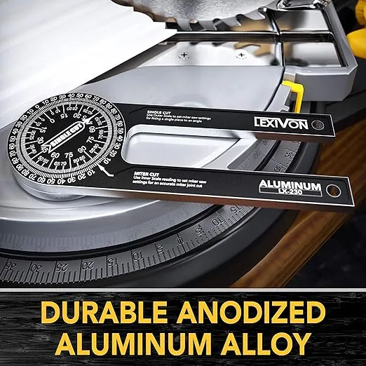 LEXIVON Aluminum Miter Saw Protractor | 7-Inch Rust Proof Angle Finder Featuring Precision Laser Engraved Scales (LX-230)