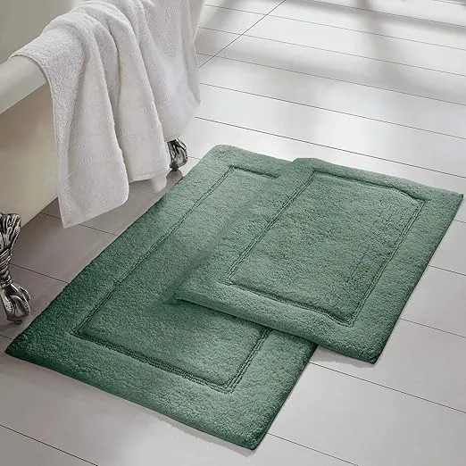 Amrapur Overseas 2-Pack Solid Loop with Non-Slip Backing Bath Mat Set (17-inch by 24-inch/21-inch by 34-inch), Eucalyptus