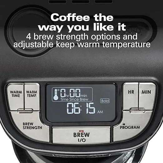 Hamilton Beach Professional Programmable Drip Coffee Maker, 12 Cup Capacity Ergonomic Carafe, 60oz Removable Reservoir,120 volts, Brushed Metal (49500)