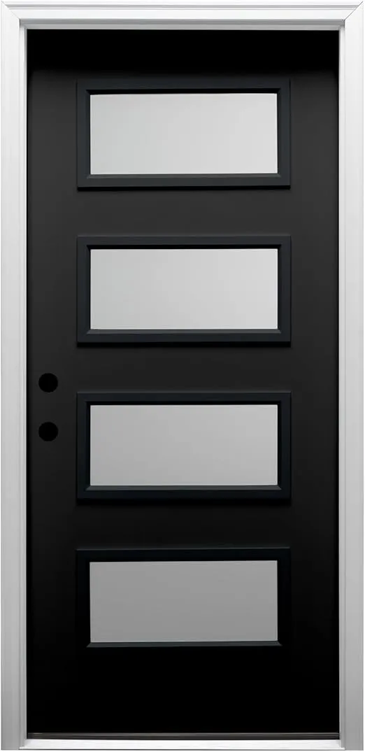 National Door Company, Exterior Single Door, Steel, 36" x 80", 4-Lite, Spotlight Collection, Right-Hand Inswing