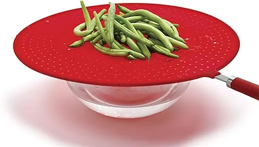 Norpro Grip-EZ Red Silicone Splatter Screen Strainer, 13in/33cm, As Shown