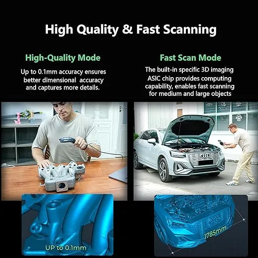 Creality 3D Scanner Ferret Pro for 3D Printing,Handheld Wireless 3D Scanning with RGB Color Camera 0.1mm Accuracy, Up to 30FPS Scanning Speed Support 15-200cm Objects