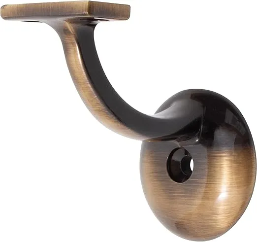 Heavy-Duty Handrail Bracket with 2-1/8" Round Base, Antique Brass by Stone Harbor Hardware
