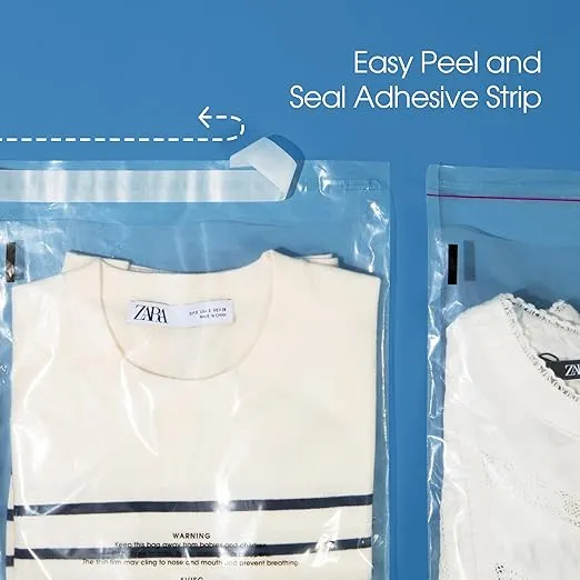 Spartan Industrial - 9” X 12” (200 Count) Self Seal Clear Poly Bags with Suffocation Warning for Packaging, T Shirts - Resealable Glue