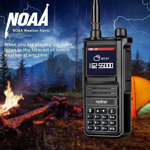 Radtel RT-470X Multi-Bands Ham Radio with NOAA Weather Receiver Handheld Long Range Walkie Talkies 256CH Air Band Two Way Radio Police Marine Transceiver Dual PTT USB-C (add mic,Cable,air Antenna)