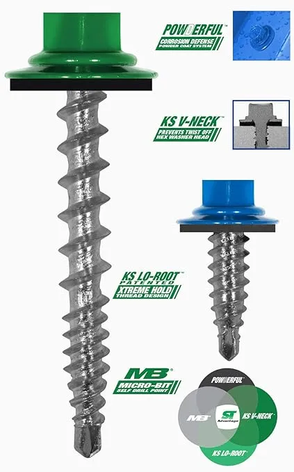 ST Fastening #10 x 1 Kwikseal Woodbinder Metal Roofing Screws Metal-to-Wood Charcoal Gray (Pack of 250)