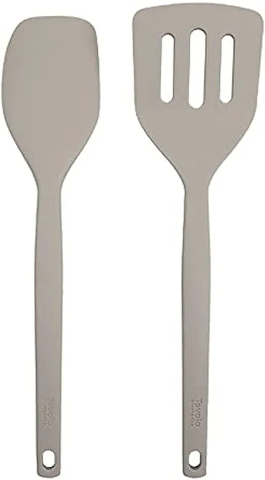 Tovolo Elements All Silicone Spatula/Slotted Turner, Warm Gray (Set of 2)