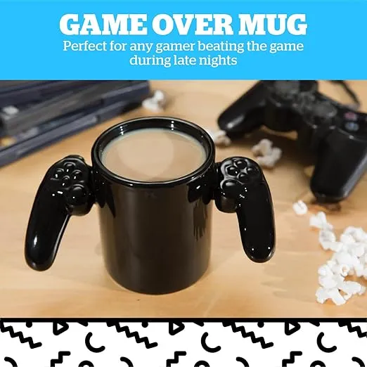 BigMouth Inc. Game Over Ceramic Coffee Mug, Video Game Controller Handle Cup, Gamer Gift, Holds 14 Ounces