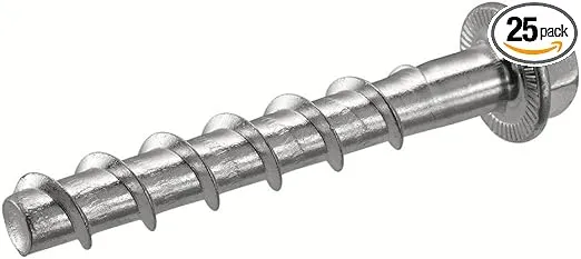 Hilti 418073 1/2-Inch x 4-Inch Kwik Hus-EZ Concrete and Masonry Screw Anchor, 25-Pack