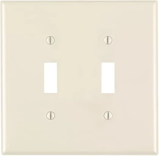 Leviton PJ2-T 2-Gang Toggle Switch Wallplate, Midway Size, Light Almond
