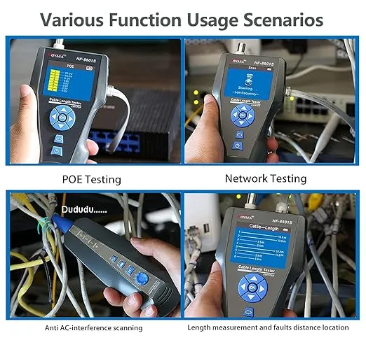 NOYAFA NF-8601S Network Cable Tester RJ45 RJ11 LAN Cable Length Telephone Tracker TDR Tester with PoE/PING/Port Voltage Wiremap Tracker Diagnose Tool Detector/AT278 (NF-8601S) (Blue) (Blue, NF-8601S)