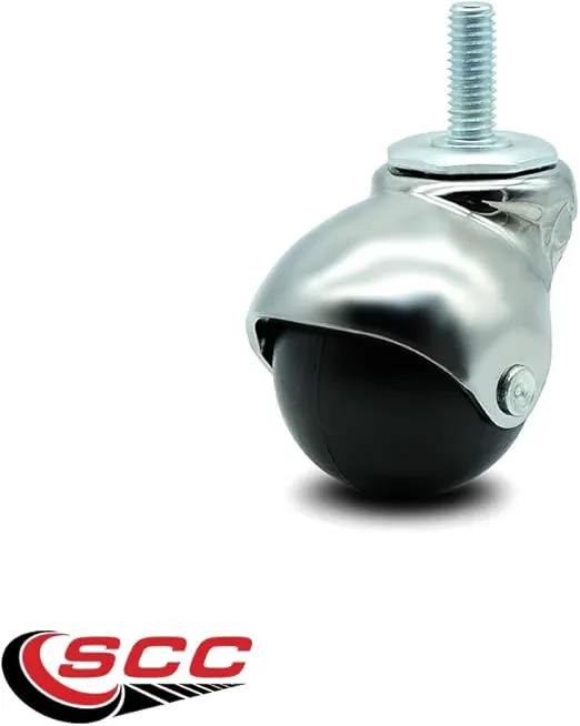 2 Inch Swivel Ball Caster Wheels for Furniture - Bright Chrome Hooded Stem Casters with 3/8 Threaded Stem - 300 lbs. Total Capacity - Set of 4 – Service Caster Brand