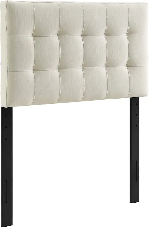 Modway Lily Tufted Linen Fabric Upholstered Twin Headboard in Ivory