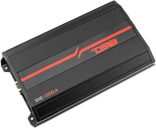 DS18 SXE-1200.4/BK Car Amplifier Stereo Full-Range Class A/B 4-Channel 60x4 RMS @4 OHM 1200 Watts - Powerful and Compact Amp for Speakers in Car Audio System